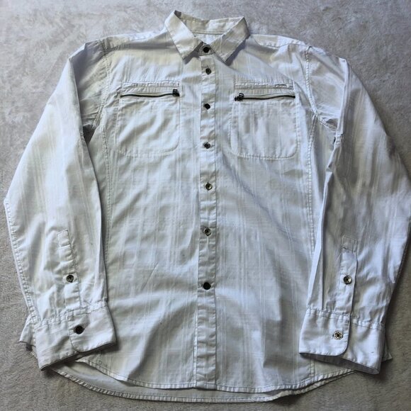 Guess White Cotton Button Down Long Sleeve Collared Dress Shirt - Picture 3 of 13